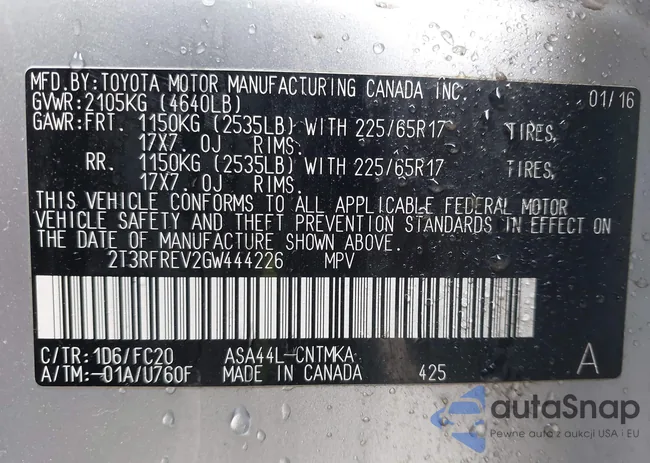 2T3RFREV2GW444226: 44396076