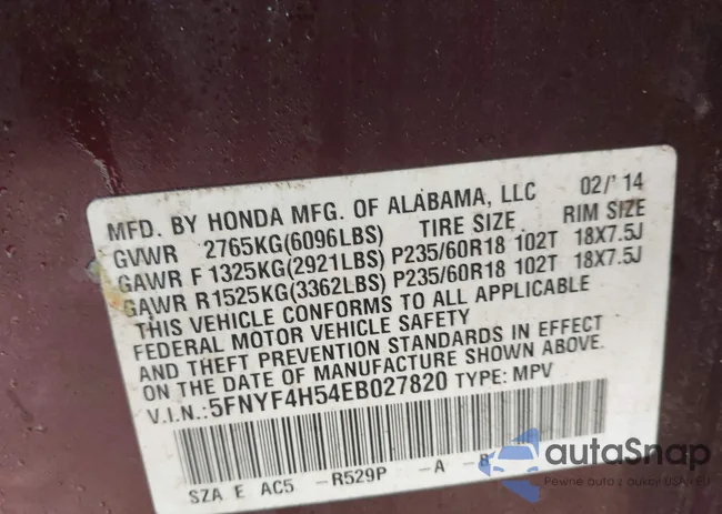 5FNYF4H54EB027820: 44396116