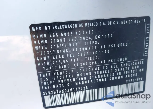 3VV2B7AX3JM112752: 44396417