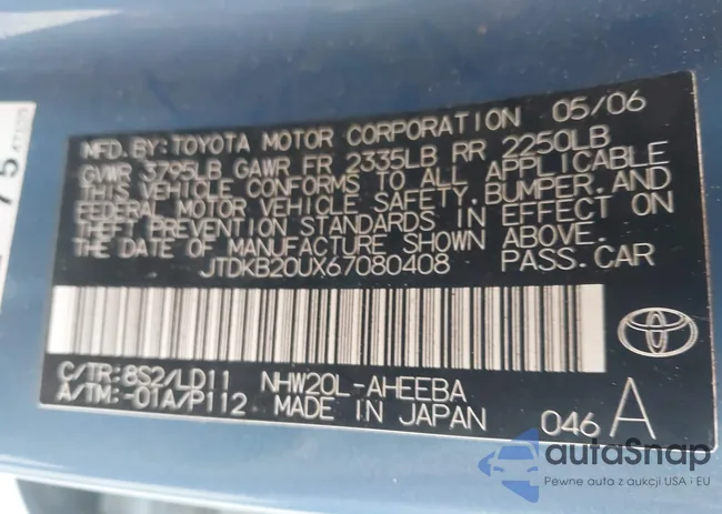 JTDKB20UX67080408: 44395480