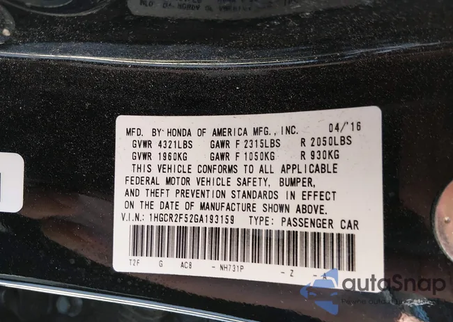 1HGCR2F52GA193159: 44396839