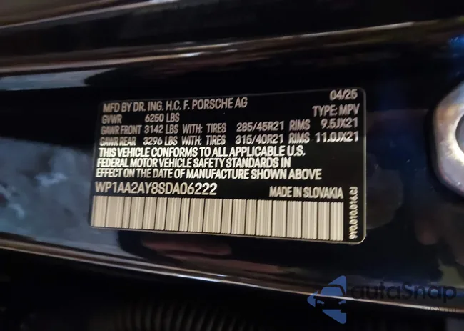 WP1AA2AY8SDA06222: 44397001