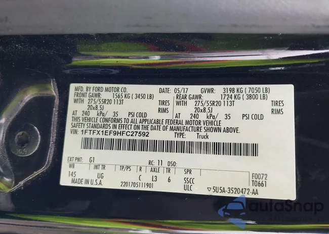 1FTFX1EF9HFC27592: 44397009