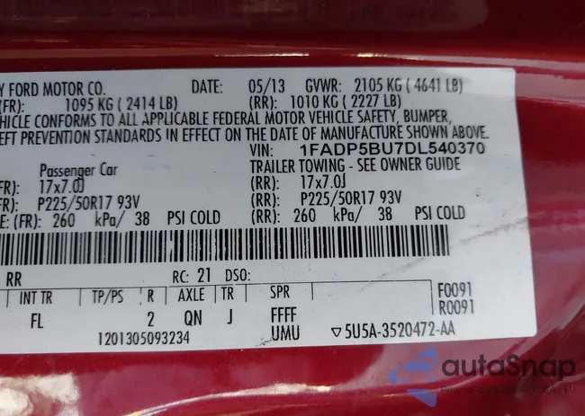 1FADP5BU7DL540370: 44397022