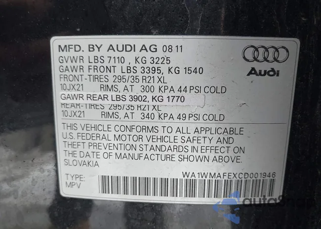 WA1WMAFEXCD001946: 44397062