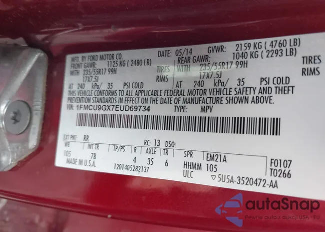 1FMCU9GX7EUD69734: 44397077