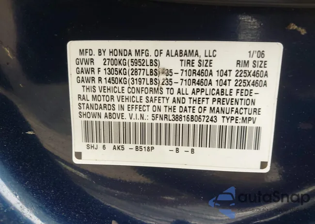 5FNRL38816B067243: 44397098