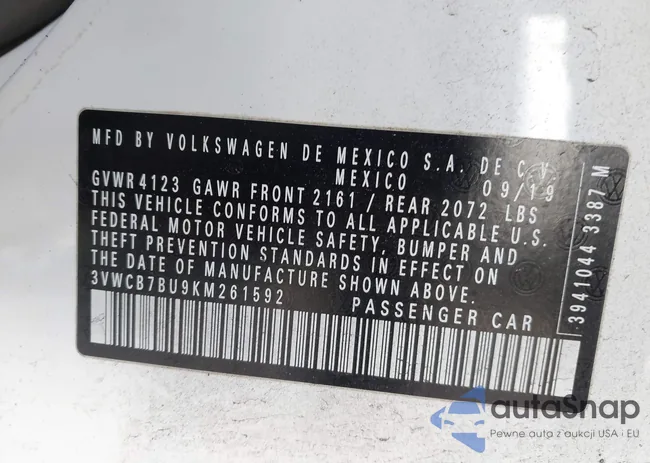 3VWCB7BU9KM261592: 44397119