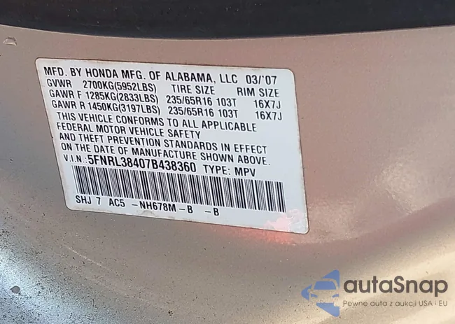 5FNRL38407B438360: 44397159