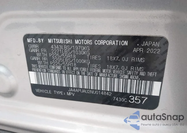 JA4APUAU2NU014842: 44397322