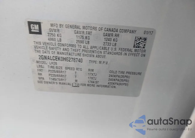 2GNALCEK0H6278740: 44397430