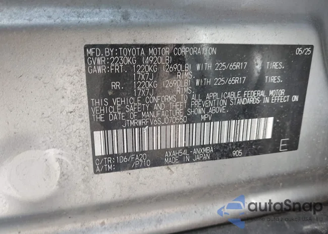 JTMRWRFV6SJ070550: 44396521