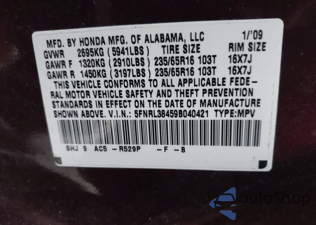 5FNRL38459B040421: 44396577