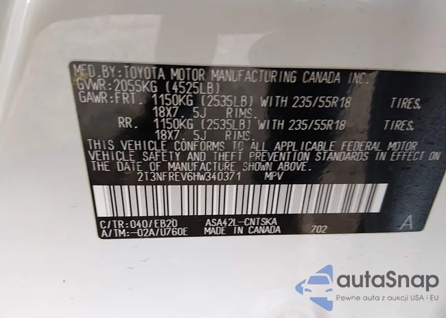 2T3NFREV6HW340371: 44396667