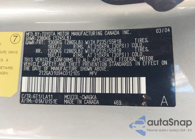 2T2GA31U94C012105: 44396684