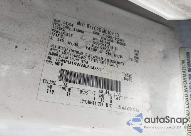 1FMPU16W94LB44764: 44396695