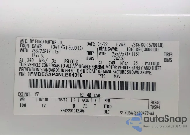 1FMDE5AP4NLB04018: 44396756