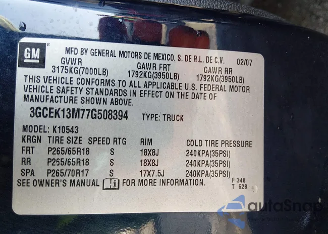 3GCEK13M77G508394: 44398051