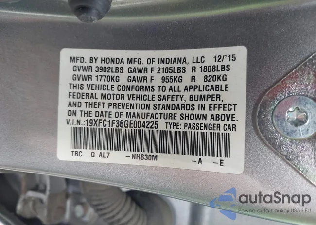 19XFC1F36GE004225: 44398115