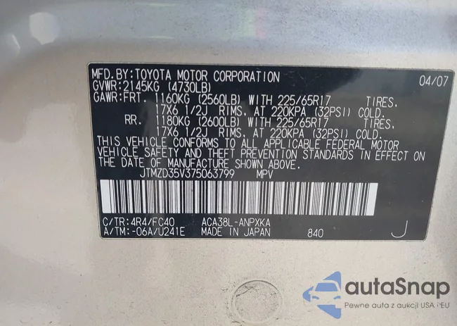 JTMZD35V375063799: 44398126