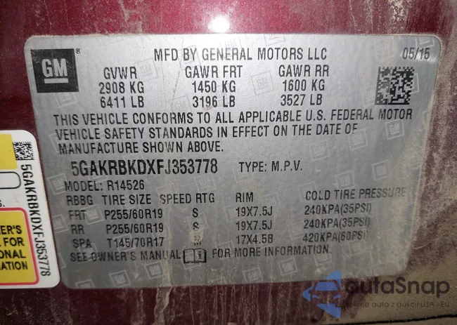 5GAKRBKDXFJ353778: 44398132