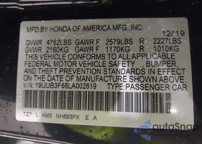 19UUB3F68LA002619: 44398217