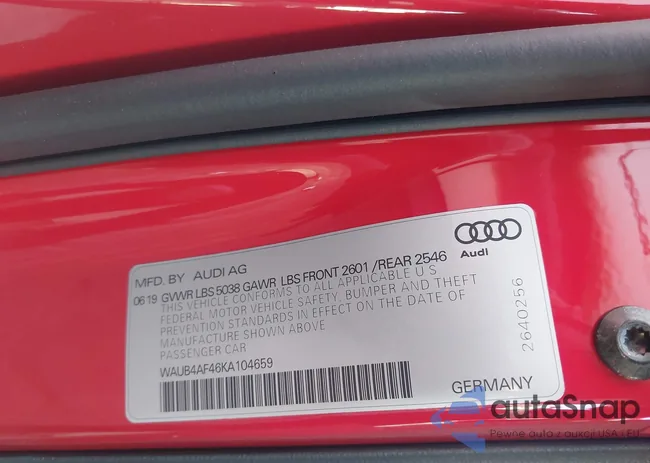 WAUB4AF46KA104659: 44398322