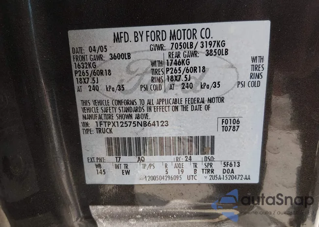 1FTPX12575NB64123: 44397451