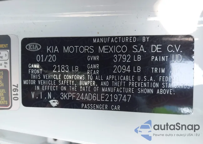 3KPF24AD6LE219747: 44397635