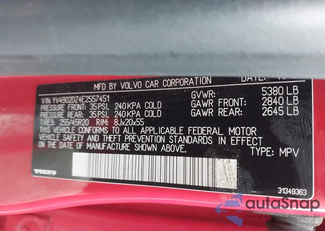 YV4902DZ4E2557451: 44399142