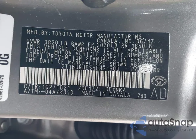 2T1BURHE5HC931600: 44399154