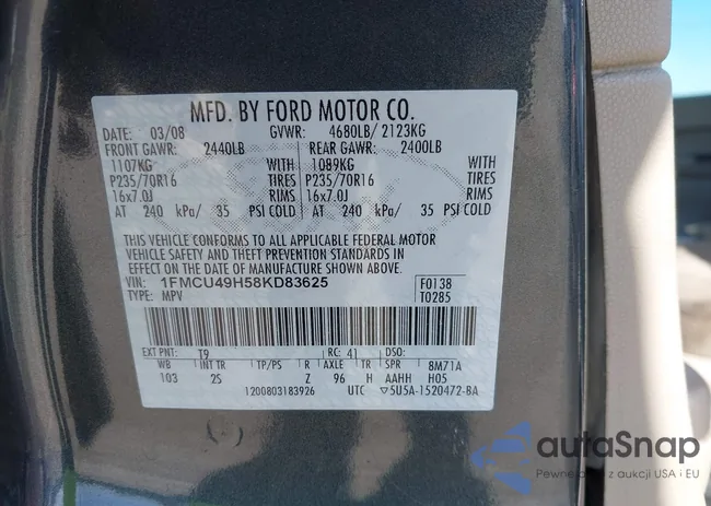 1FMCU49H58KD83625: 44399191