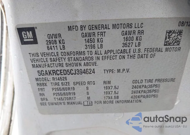 5GAKRCED5CJ394624: 44399852