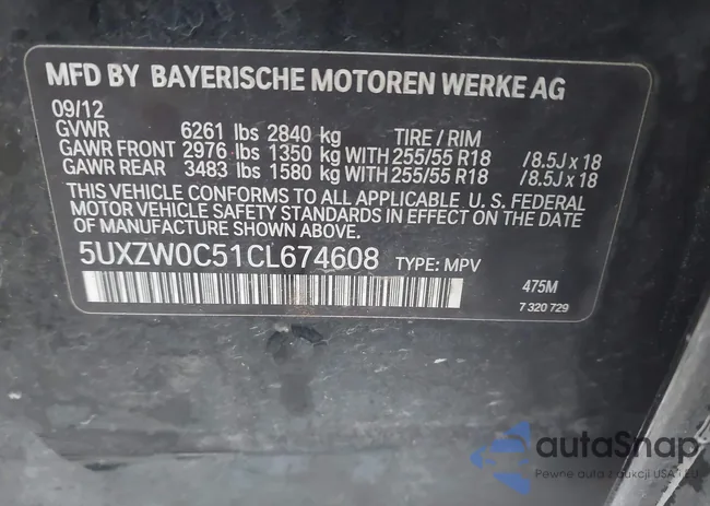 5UXZW0C51CL674608: 44399910