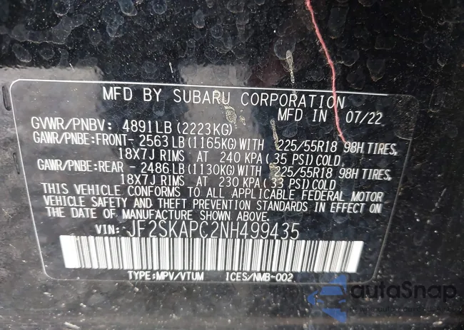 JF2SKAPC2NH499435: 44399989