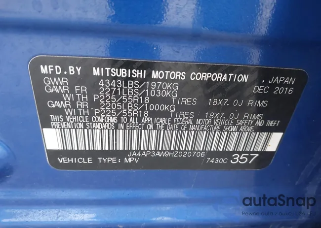 JA4AP3AW9HZ020706: 44400004