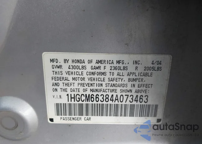 1HGCM66384A073463: 44400009