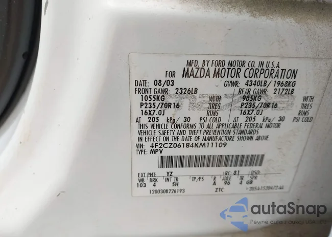 4F2CZ06184KM11109: 44400086