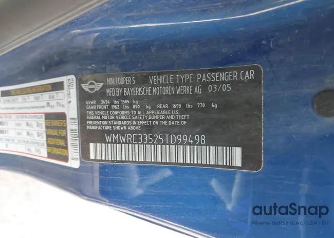 WMWRE33525TD99498: 44400342