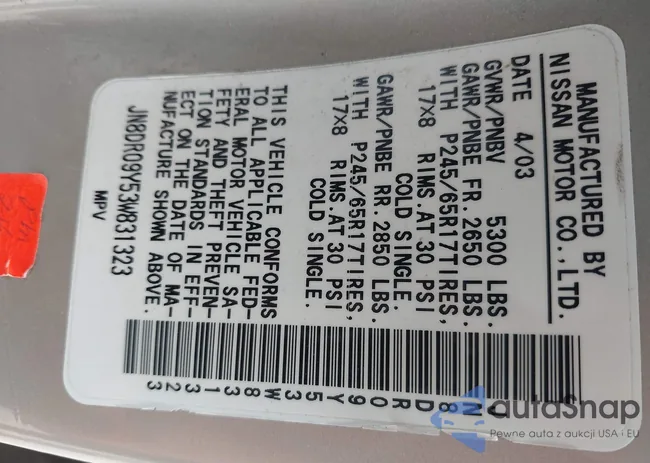 JN8DR09Y53W831323: 44400365