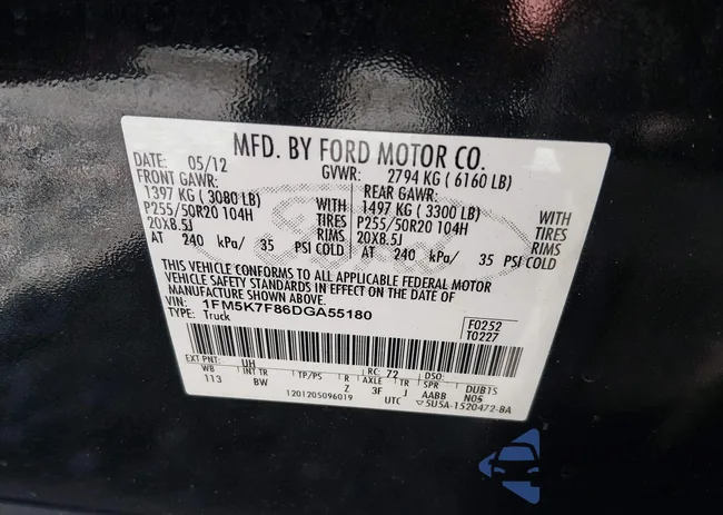 1FM5K7F86DGA55180: 44399506