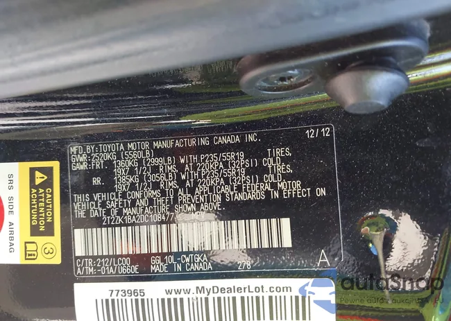 2T2ZK1BA2DC108477: 44399719