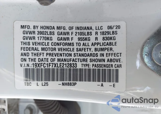 19XFC1F7XLE212833: 44399776