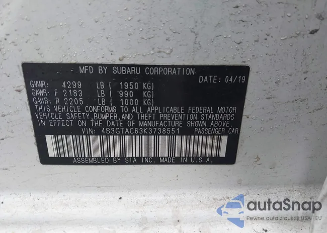 4S3GTAC63K3738551: 44401023