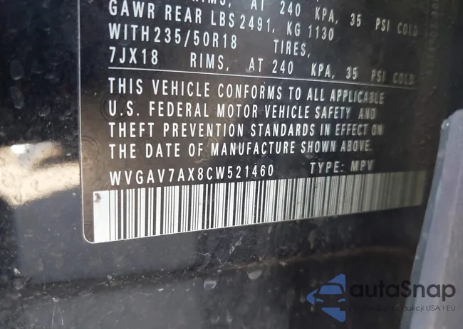 WVGAV7AX8CW521460: 44401042