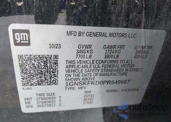 1GNSKFKD0PR549667: 44401123