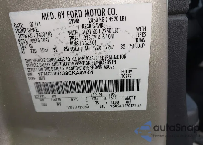 1FMCU0DG9CKA42051: 44401158