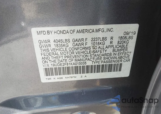 19UDE2F81KA015035: 44401324