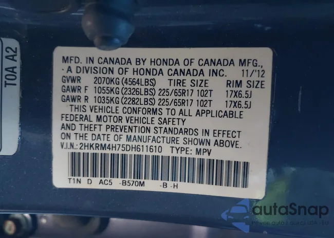 2HKRM4H75DH611610: 44401333