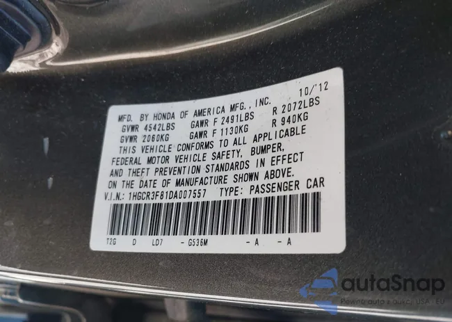 1HGCR3F81DA007557: 44401384